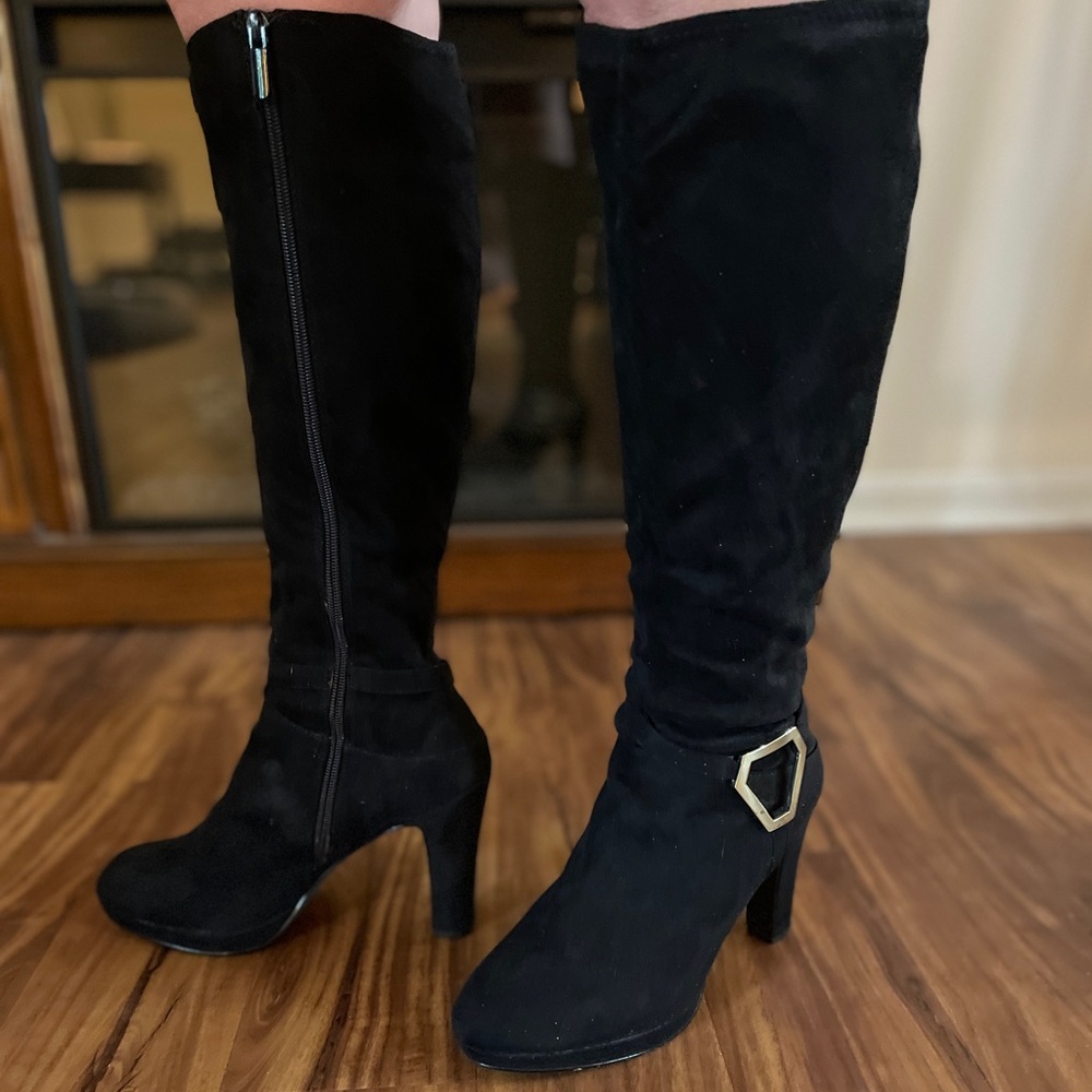 Knee-high Dress Boots, Black